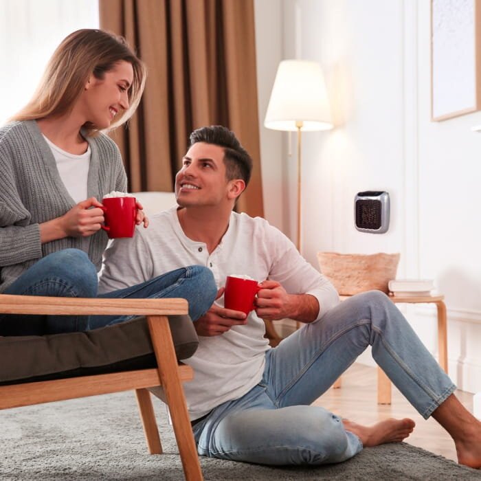 People relaxing in a living room
