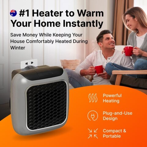 Hotjak compact portable heater in a home setting